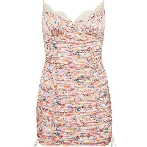 For Love & Lemons l Gardenia pink and white bodycon Mini Dress - Picture 2 of 4